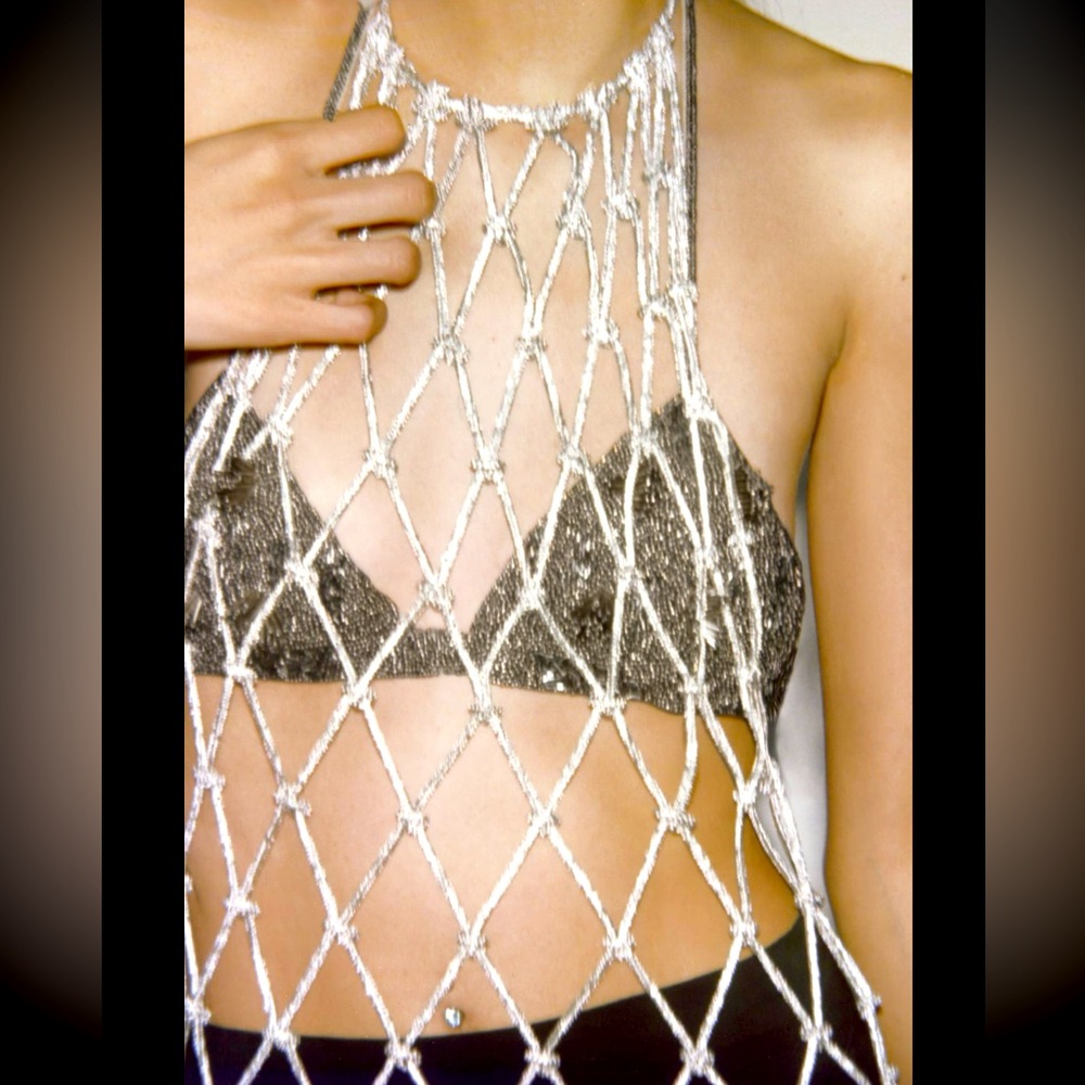 RHINESTONE MESH DRESS
